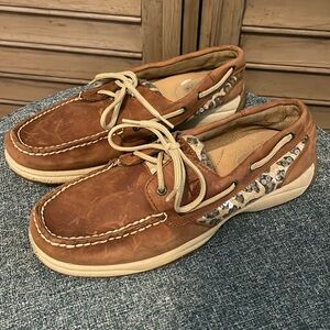 Sperry cheetah print sequined boat shoes